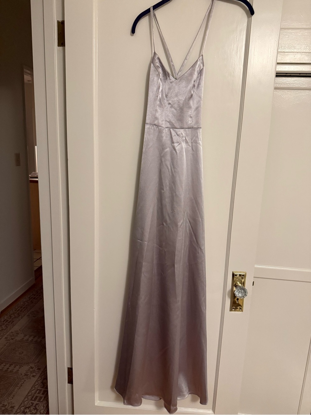 Satin Maxi Dress in Silver